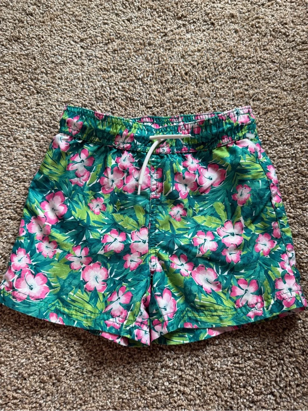 JANIE & JACK Green & Pink Floral Swim Trunk